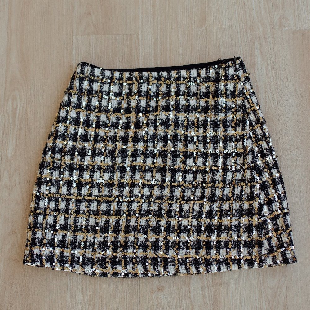 Mia Tweed Gingham and Sequin Mini Skirt
